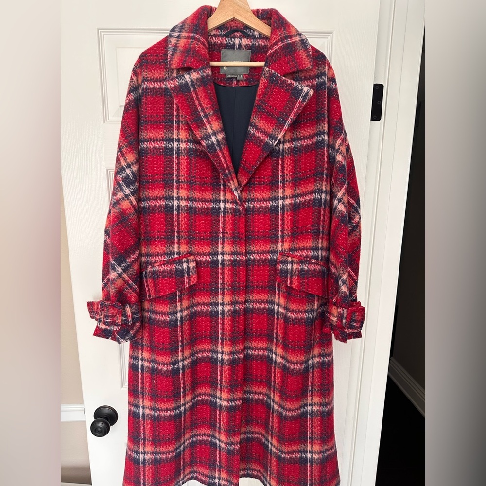 ** SOLD** Oversized Fit Antropologie Plaid Wool Blend Classic Winter Coat